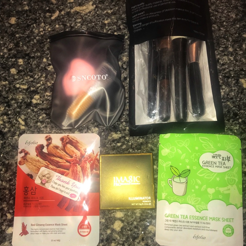 Makeup brush set, makeup sponge, highlight powder